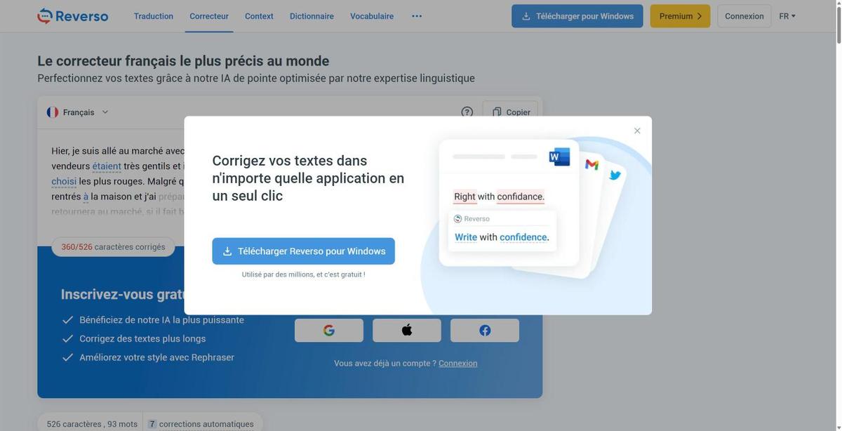 Reverso : le texte complet dépasse la limite de 360 caractères, capture du 25 octobre 2026